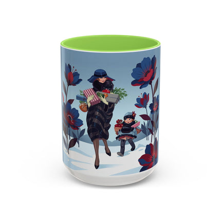 🎁🌺 The Christmas Gift Garden Stroll Colorful Mug – Art Deco Holiday Fantasy