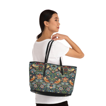 Strawberry Thief by William Morris PU Leather Shoulder Bag