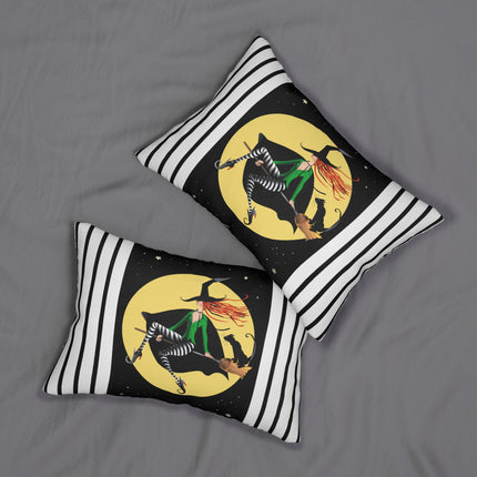 A Witch’s Moonlit Flight Spun Polyester Lumbar Pillow