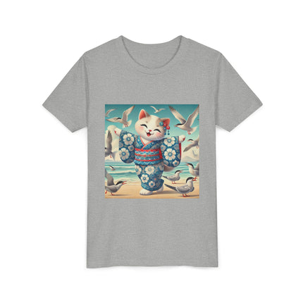Geisha Kitten by the Seaside Youth Short Sleeve Tee