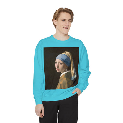 Girl with a Pearl Earring by Johannes Vermeer Unisex Garment-Dyed Sweatshirt