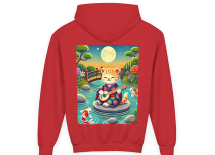 Melodic Kitten by the Koi Pond Youth Heavy Blend Hooded Sweatshirt