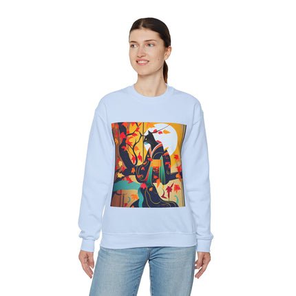 Black Cat in Kimono Unisex Heavy Blend™ Crewneck Sweatshirt