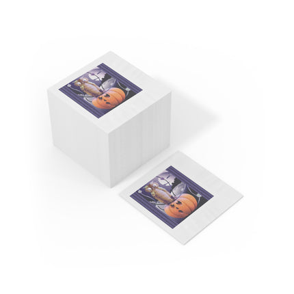 The Startled Pumpkin White Coined Napkins