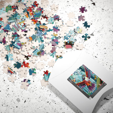 A Colorful Raptor Puzzle (110, 252, 520, 1014-piece)