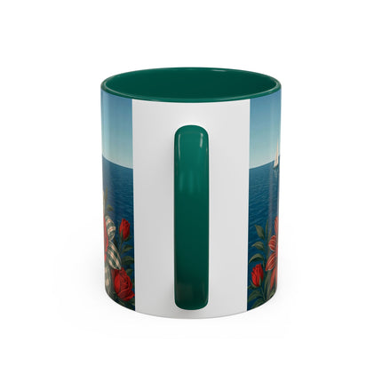 ⛵🌹 The Seaside Rose Traveler Colorful Mug – Art Deco Floral Elegance