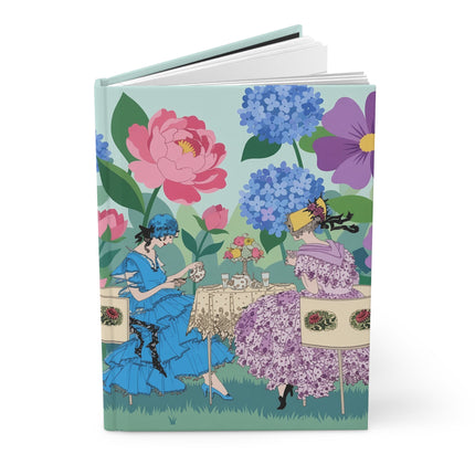 🌸🫖 The Ladies Of The Hydrangea Tea Garden Hardcover Journal – Art Deco Fashion Illustration