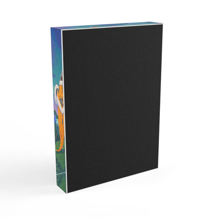 🪷✨ The Lady Of The Golden Lotus Stroll Acrylic Art Block – Art Deco Floral Elegance