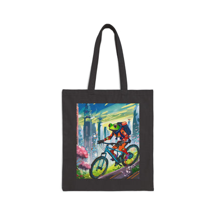 Cyberpunk Frog Cotton Canvas Tote Bag