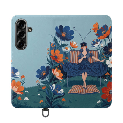 🌺🎩 The Lady Of The Grand Flower Garden Flip Case – Art Deco Floral Fantasy