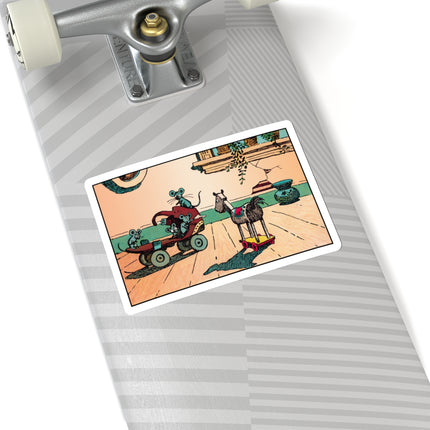 Mischievous Mice on Wheels Kiss-Cut Stickers (4 Sizes)