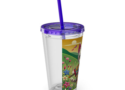 Samurai Kitten Sunsplash Tumbler with Straw, 16oz