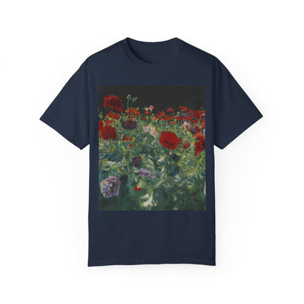 Poppies (A Study of Poppies for Carnation, Lily, Lily, Rose) by John Singer Sargent Unisex Garment-Dyed T-shirt