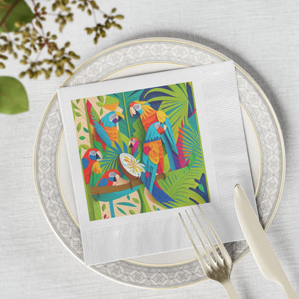 Colorful Macaws White Coined Napkins