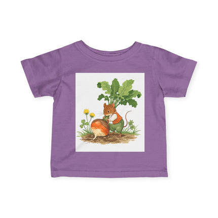 🐭🥕 The Little Garden Harvest Mouse Infant Fine Jersey Tee – Whimsical Woodland Charm
