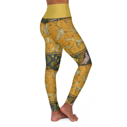 Fish, Seaweed, Poppies & Pigeon by Maurice Pillard Verneuil High Waisted Yoga Leggings (AOP)