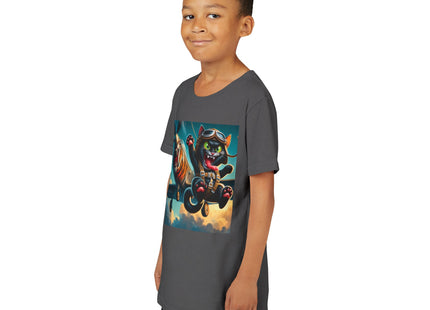 Parachuting Cat Commando Youth Short Sleeve Tee