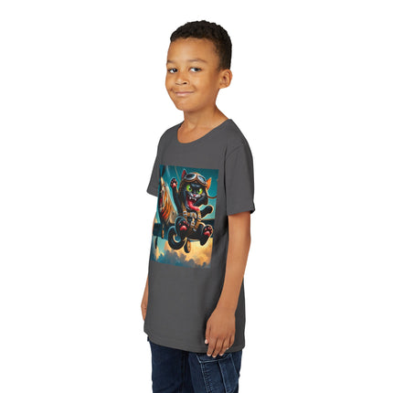 Parachuting Cat Commando Youth Short Sleeve Tee