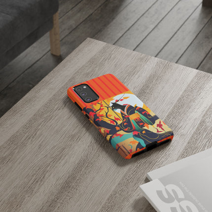 Black Cat in Kimono Phone Cases