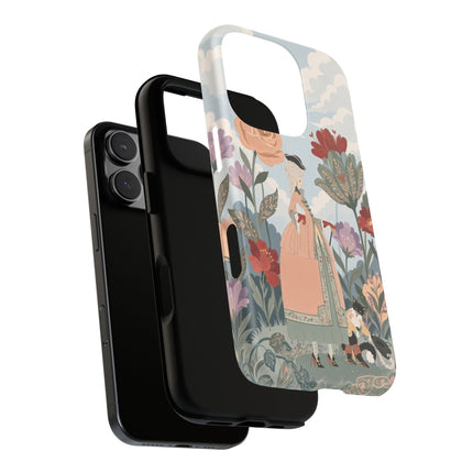 🌹🐈 The Lady And Puss In Boots Phone Case – Art Deco Floral Whimsy