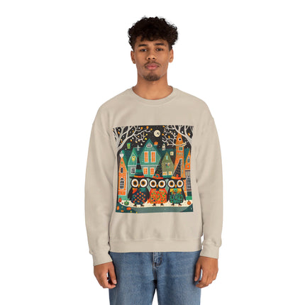 Night of the Trick-or-Treating Owlets Unisex Heavy Blend™ Crewneck Sweatshirt