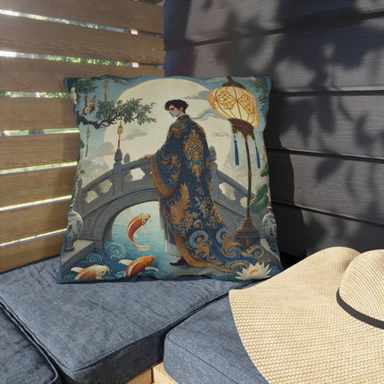 Moonlit Bridge Gentleman Outdoor Pillows – Imperial Serenity & Moonlit Harmony