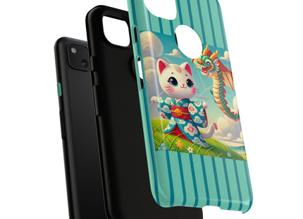 Geisha Kitten and the Dragon Kite Phone Cases