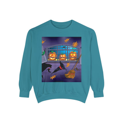 Whimsical Halloween Mischief Unisex Garment-Dyed Sweatshirt