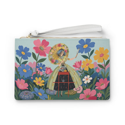 🌸🪞 The Floral Parasol Reflection Clutch Bag – Art Deco Garden Fantasy