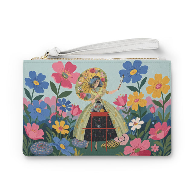 🌸🪞 The Floral Parasol Reflection Clutch Bag – Art Deco Garden Fantasy