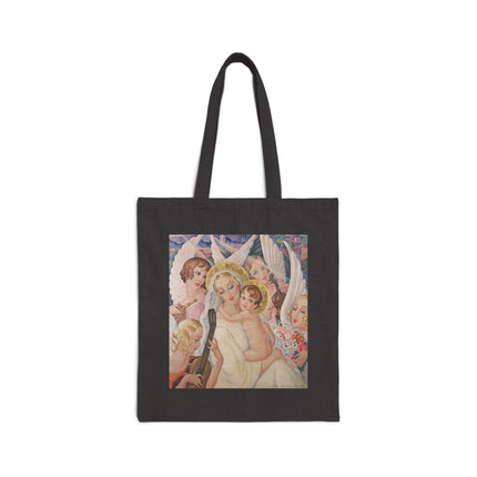 Madonna with Child surrounded by musical angels by Gerda Wegener Cotton Canvas Tote Bag