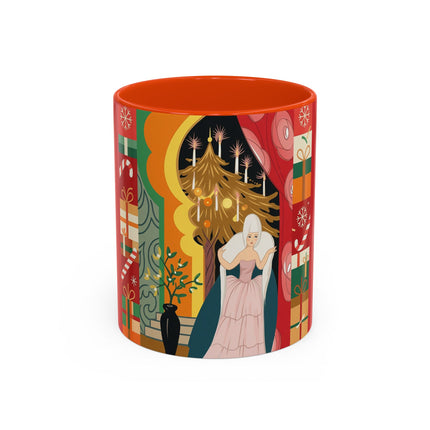 ❤️ The Lady Of The Candlelit Christmas Alcove Colorful Mug – Art Deco Holiday Elegance