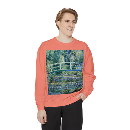 Water Lilies and Japanese Bridge by Claude Monet Unisex Garment-Dyed Sweatshirt