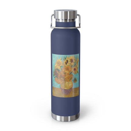 Vase with Twelve Sunflowers by Vincent Van Gogh Copper Vacuum Insulated Bottle, 22oz