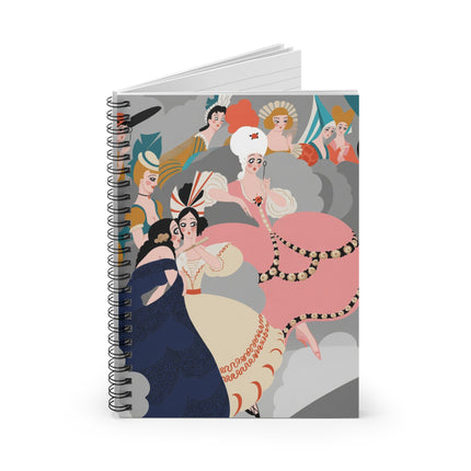 Celestial Masquerade Spiral Notebook – Theatrical Elegance & Whimsical Clouds