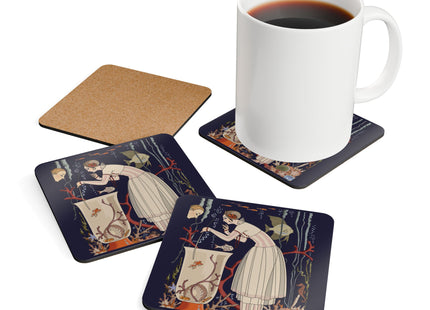 The Dazzling Little Fish by George Barbier Corkwood Coaster Set