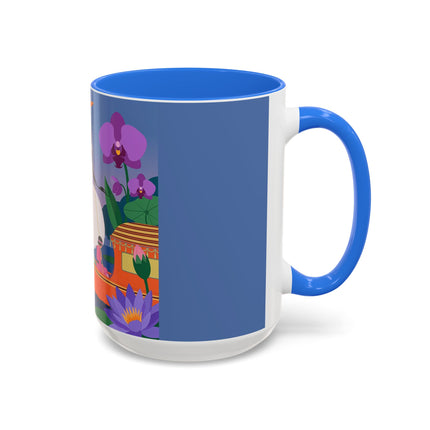 The Lady Of The Lotus Voyage Colorful Mugs – Art Deco Botanical Elegance