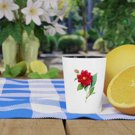 Dahlia Botanical Illustration by Pierre-Joseph Redouté Ceramic Shot Glass
