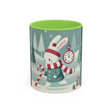 Candy Cane Timekeeper Bunny Colorful Mugs (11oz, 15oz)