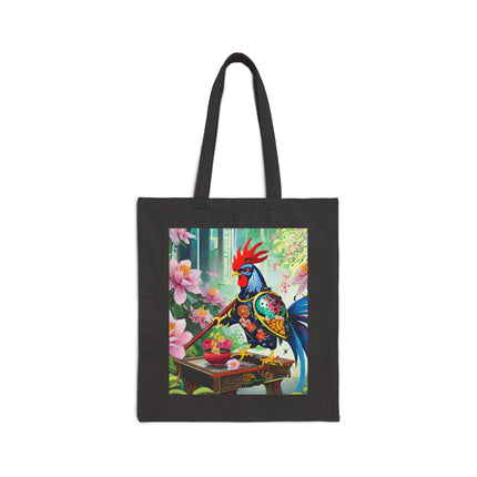 Cyberpunk Rooster Cotton Canvas Tote Bag