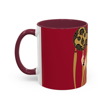 Butterfly Empress of the Crimson Pavilion Colorful Mug (11oz, 15oz) – Art Deco Beauty, Butterfly Elegance & Ornamental Style