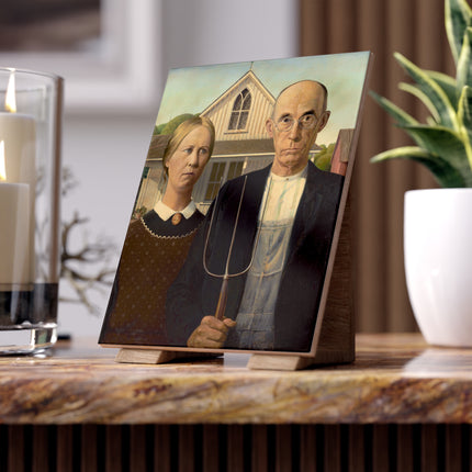 American Gothic by Grant Wood Ceramic Tile