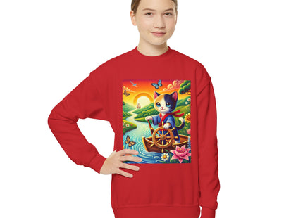 Sailor Kitten’s River Adventure Youth Crewneck Sweatshirt