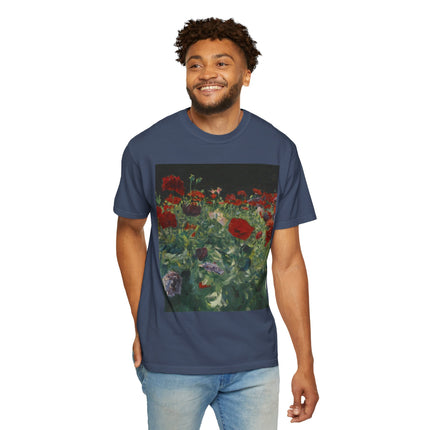 Poppies (A Study of Poppies for Carnation, Lily, Lily, Rose) by John Singer Sargent Unisex Garment-Dyed T-shirt