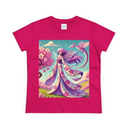 Petals in the Wind: The Kimono Fairy and the Sky Dragon Cotton Tee