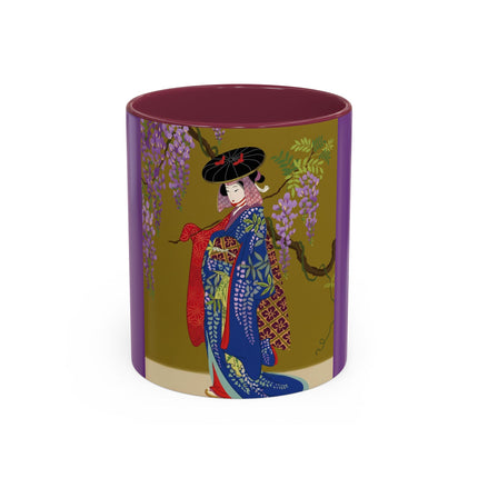 Wisteria Elegance Colorful Mug (11oz, 15oz) – Floral Beauty, Kimono Art & Timeless Grace