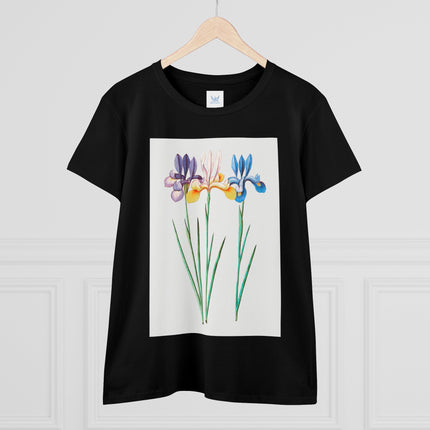 Women's Blue Iris Print Midweight Cotton Tee