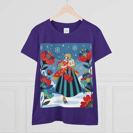 ❤️❄️ The Winter Heart Messenger Cotton Tee – Art Deco Winter Enchantment