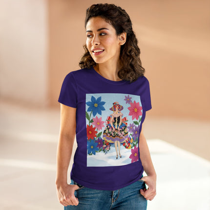 🌸❄️ The Winter Blossom Belle Cotton Tee – Art Deco Floral Fantasy