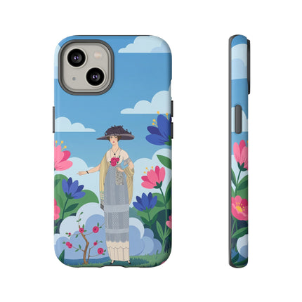 🌸🎩 The Lady Of The Grand Flower Garden Phone Case – Art Deco Fashion Illustration